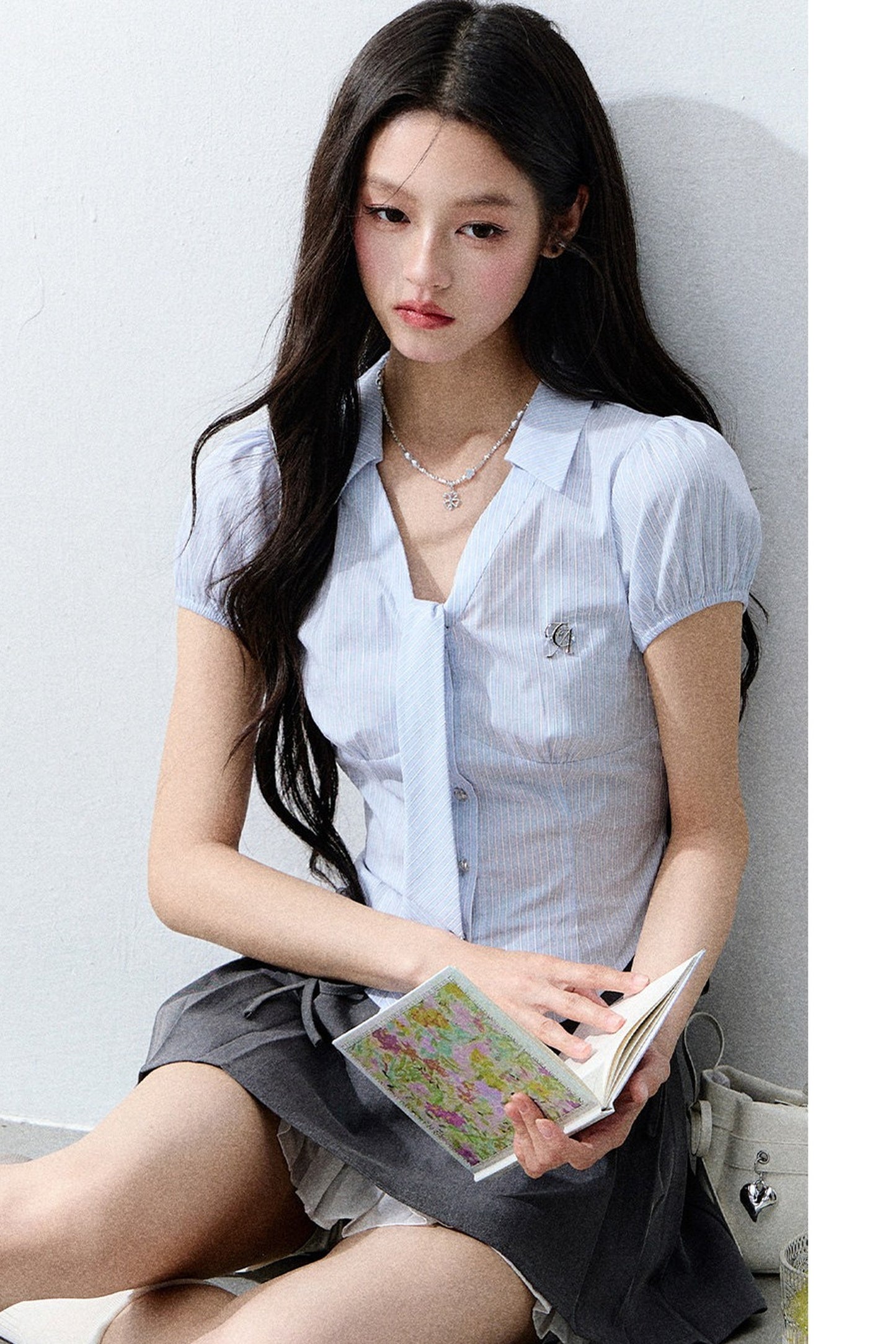 Striped Tie-Up Blouse Set-Up