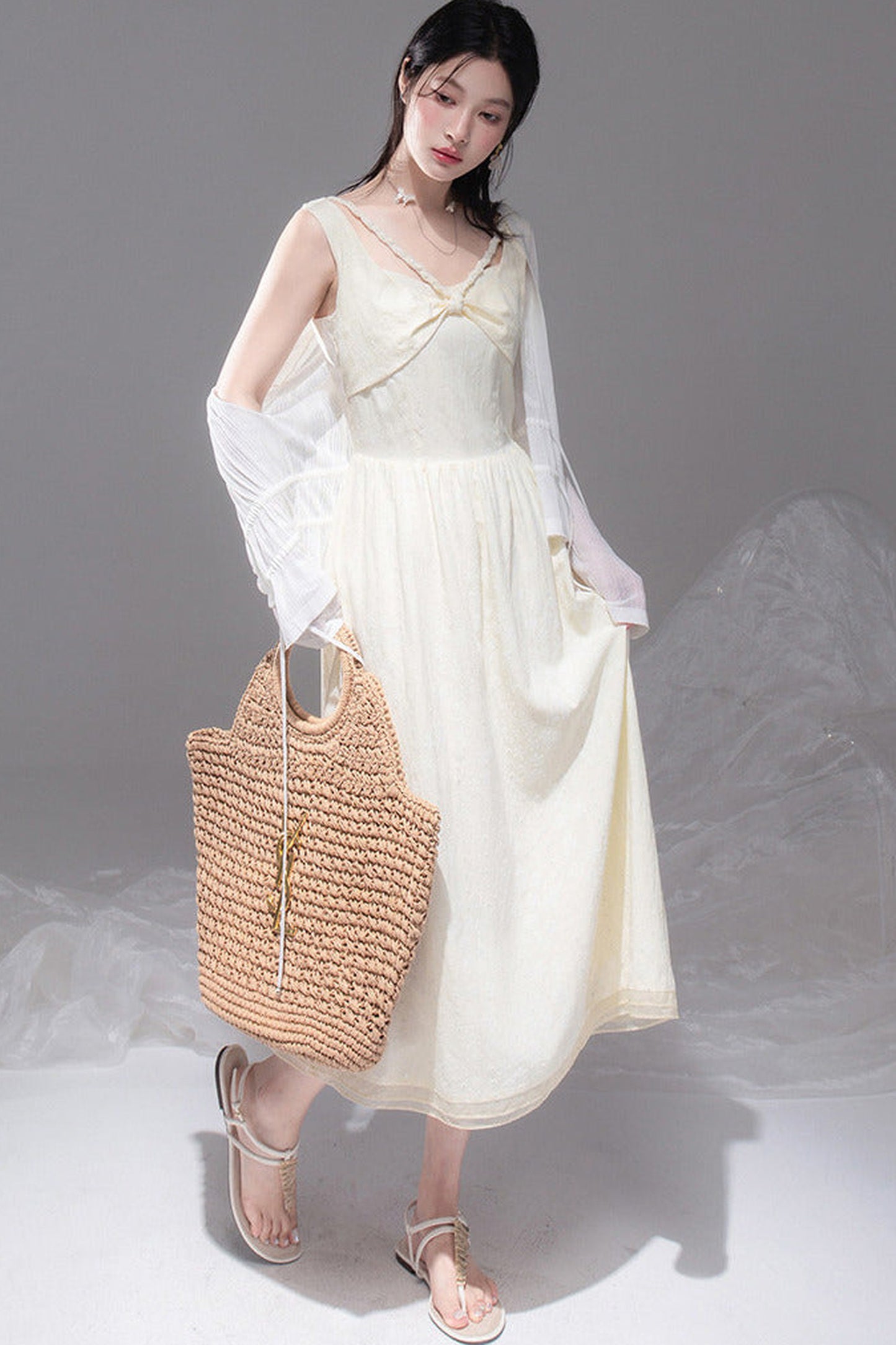 Sunlit Apricot Textured Tank Dress