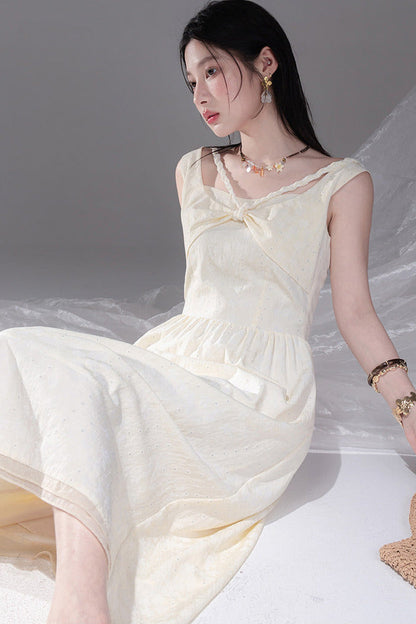 Sunlit Apricot Textured Tank Dress