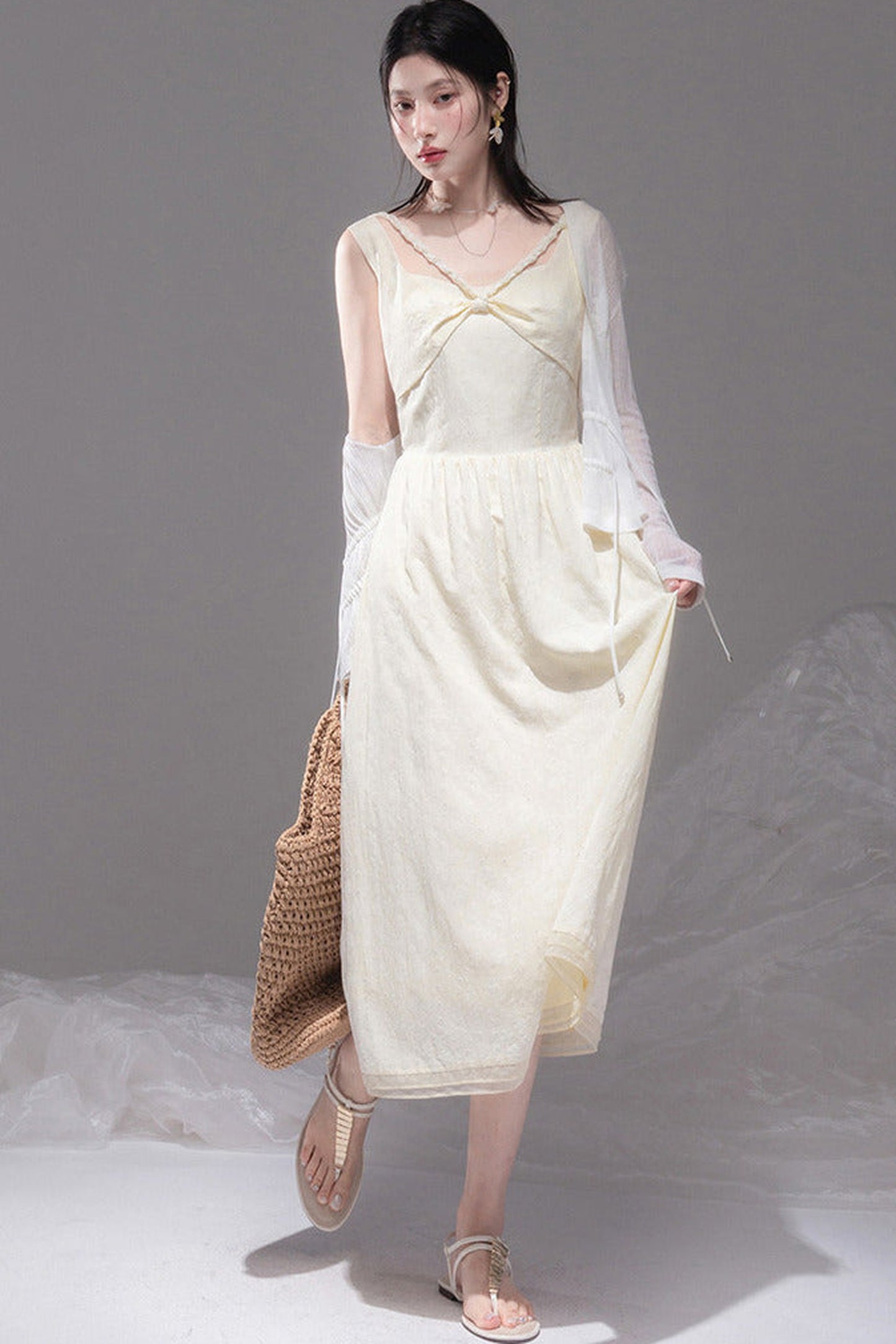 Sunlit Apricot Textured Tank Dress
