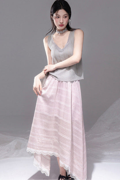 Romantic Sicily Lyocell Ruffle Collar Blouse Set-Up