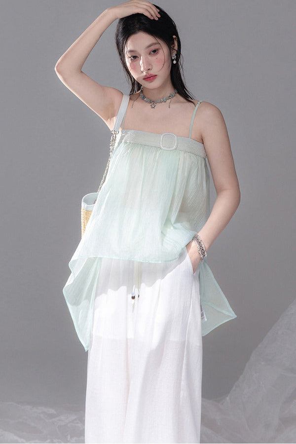 Glazed Aqua Green Camisole Dress Set-Up