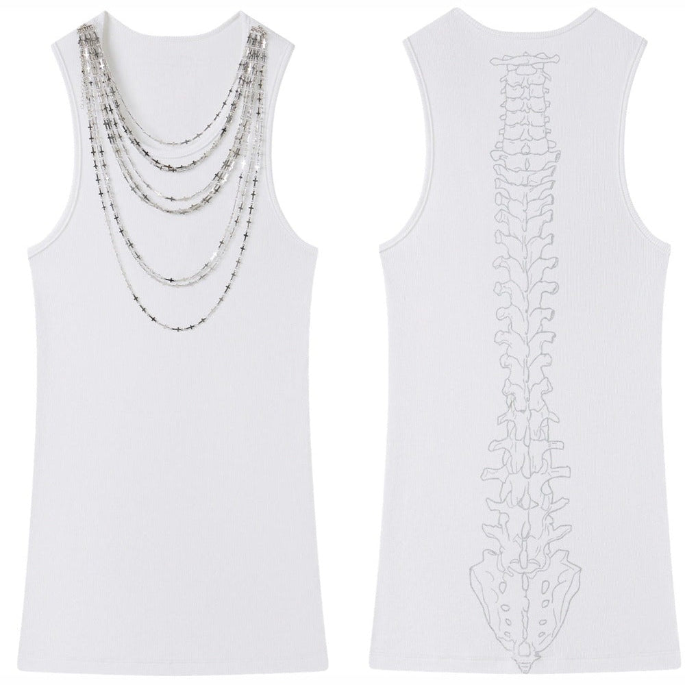 Two-Color Metal Chain Print Camisole Top