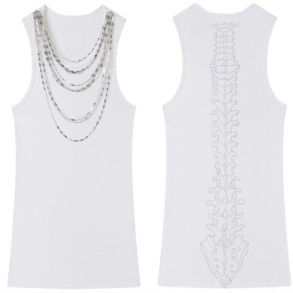 Two-Color Metal Chain Print Camisole Top