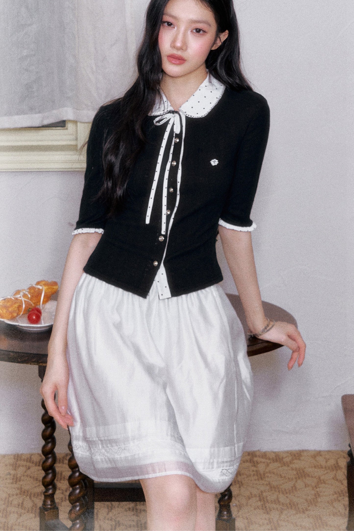 Brown Sugar Pearl Knitted Cardigan Set-Up
