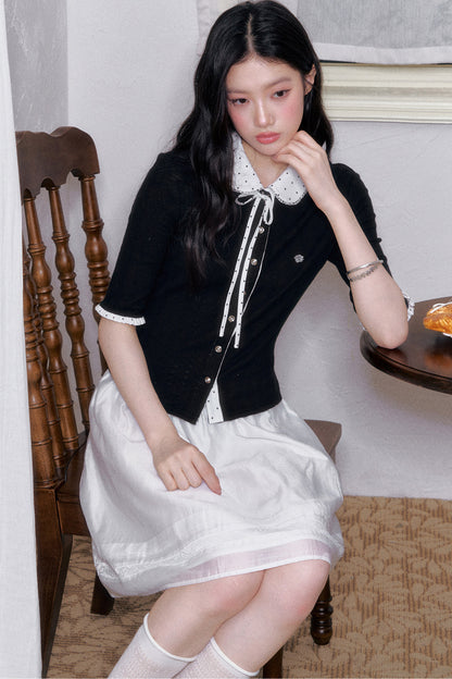 Brown Sugar Pearl Knitted Cardigan Set-Up