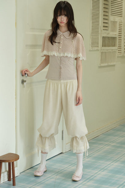 Pink Shawl-Style Cape Knit Top