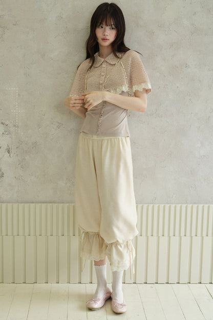 Pink Shawl-Style Cape Knit Top