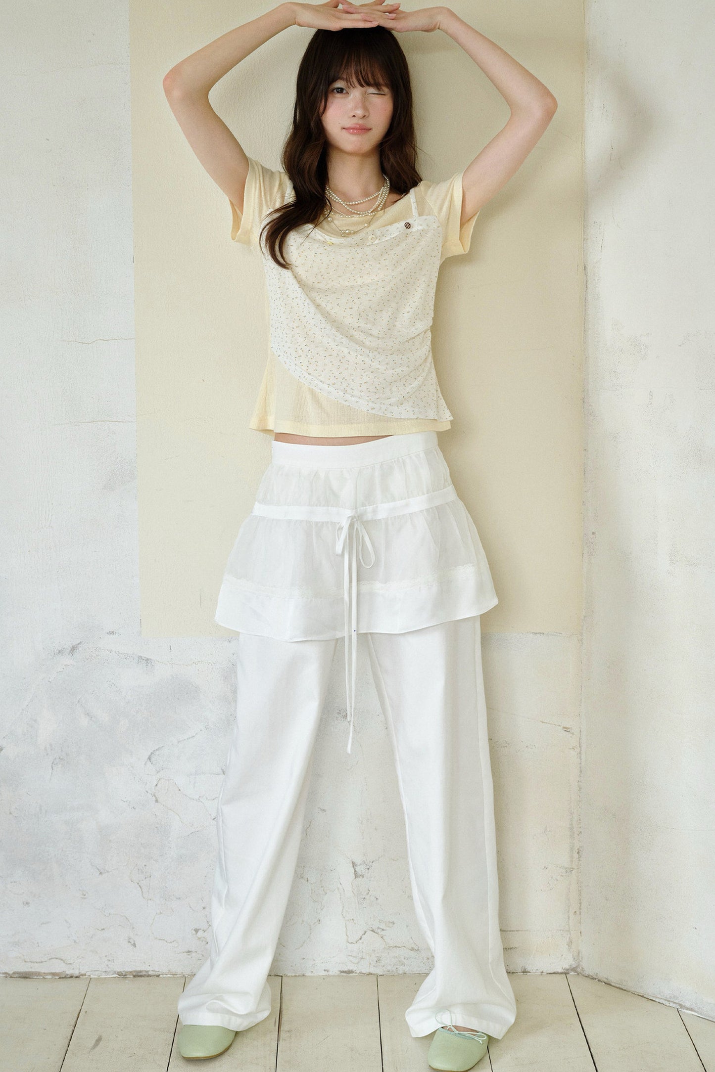 Floral Layered-Look Camisole Short Sleeve Top