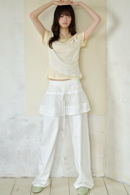 Floral Layered-Look Camisole Short Sleeve Top