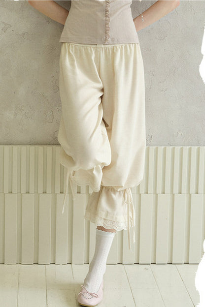 Flower Bud Lace High-Waisted Lantern Pants