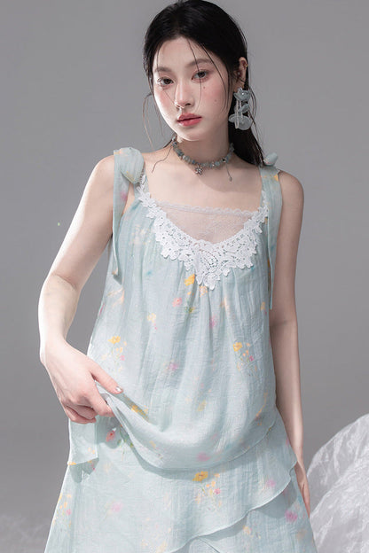 Sheer Lace Layered Lyocell Dress