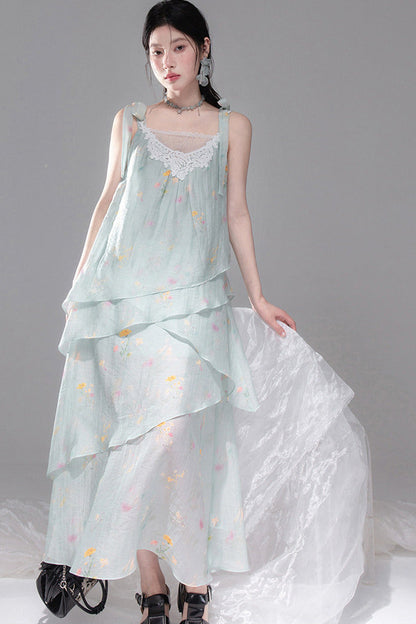 Sheer Lace Layered Lyocell Dress