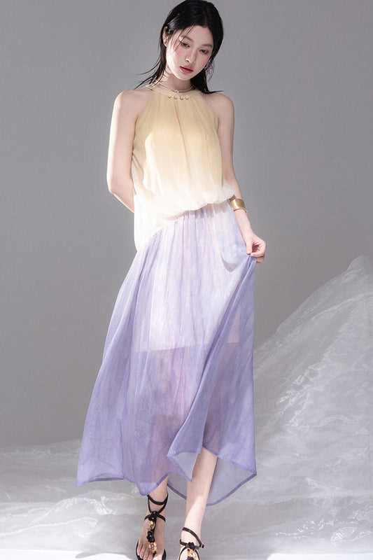 Halterkleid mit Sonnenuntergangs-Farbverlauf