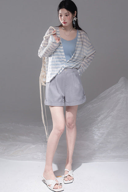 Fog Gray Wide-Leg Shorts