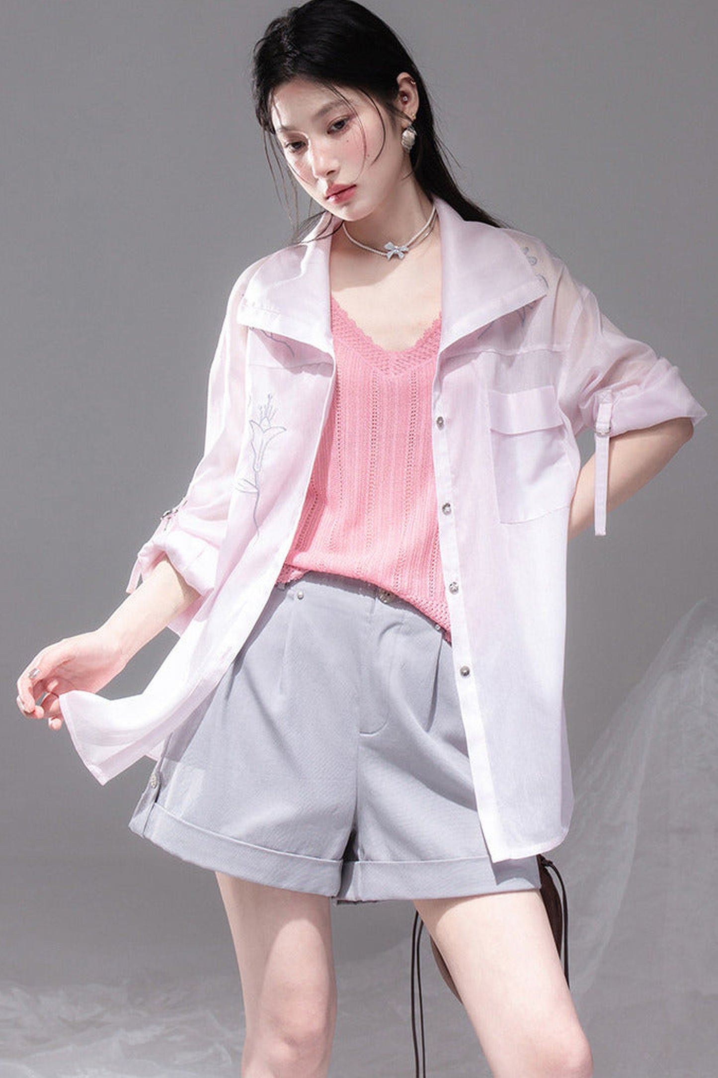 Fog Gray Wide-Leg Shorts