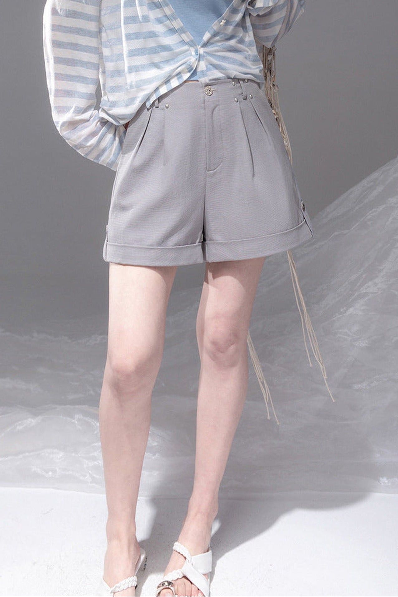 Fog Gray Wide-Leg Shorts