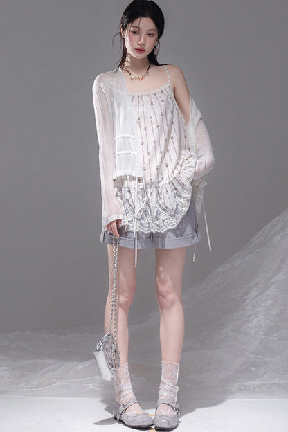 Fog Gray Wide-Leg Shorts
