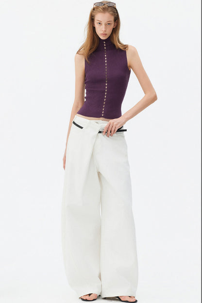 Gilet in maglia a coste in lyocell