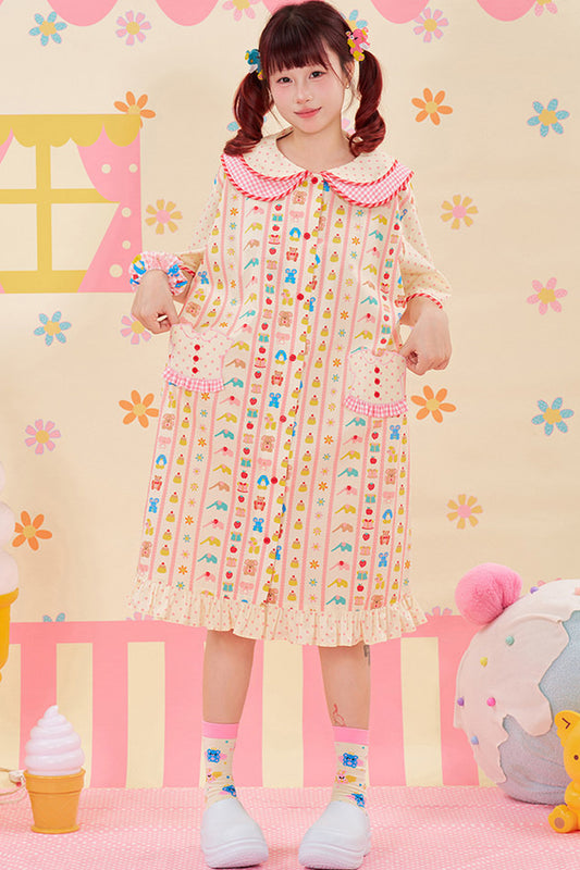 Animal Print Doll Collar Lace Dress