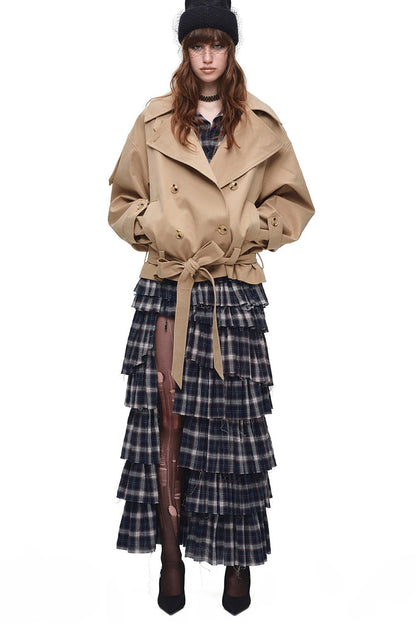 Plaid Shirt and Tiered Skirt Set-Up
