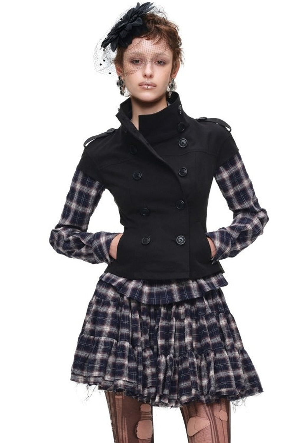Plaid Shirt and Tiered Skirt Set-Up