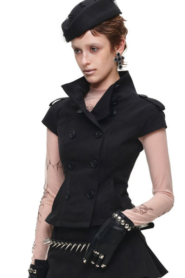 Stand Collar Double-Breasted Jacket