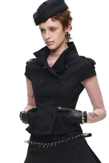 Stand Collar Double-Breasted Jacket