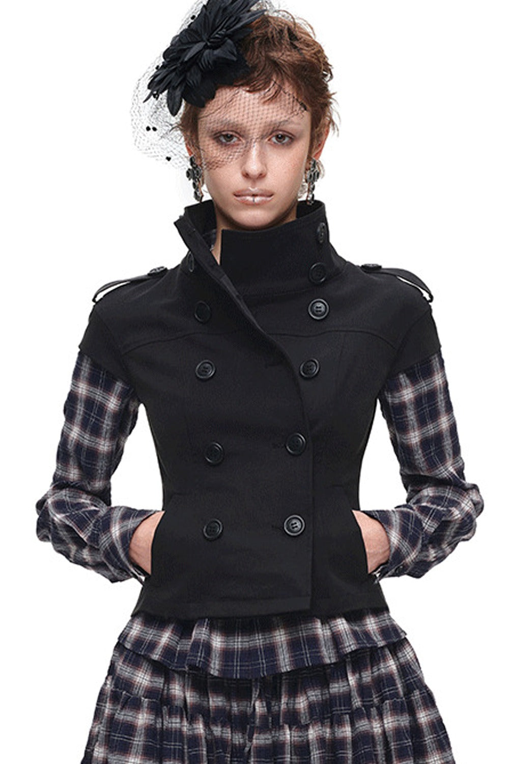 Stand Collar Double-Breasted Jacket
