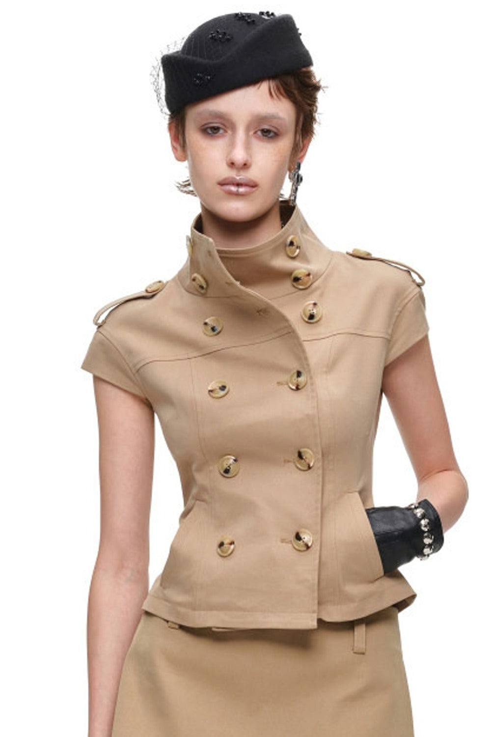 Stand Collar Double-Breasted Jacket