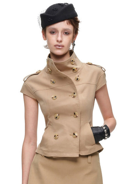 Stand Collar Double-Breasted Jacket