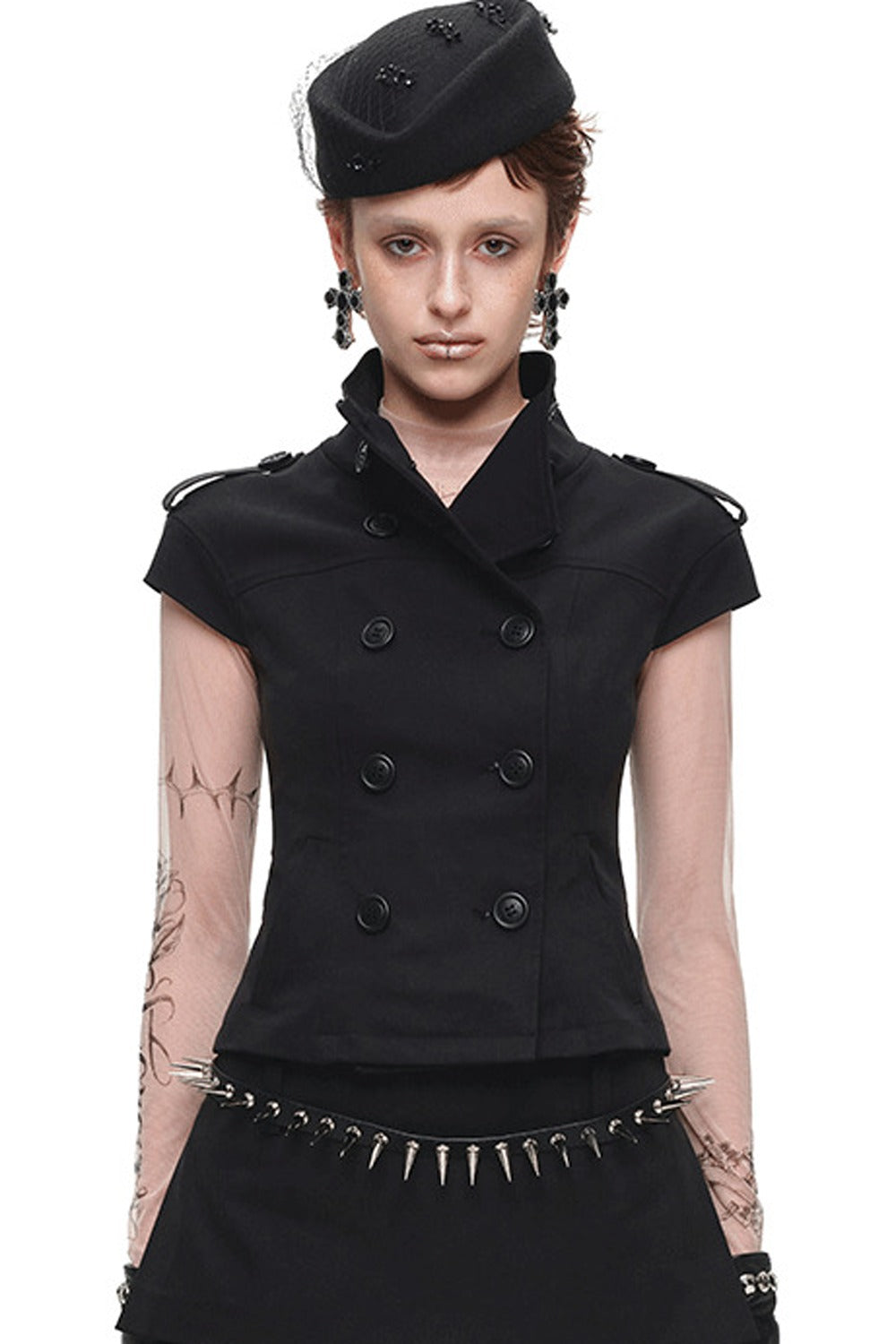 Stand Collar Double-Breasted Jacket