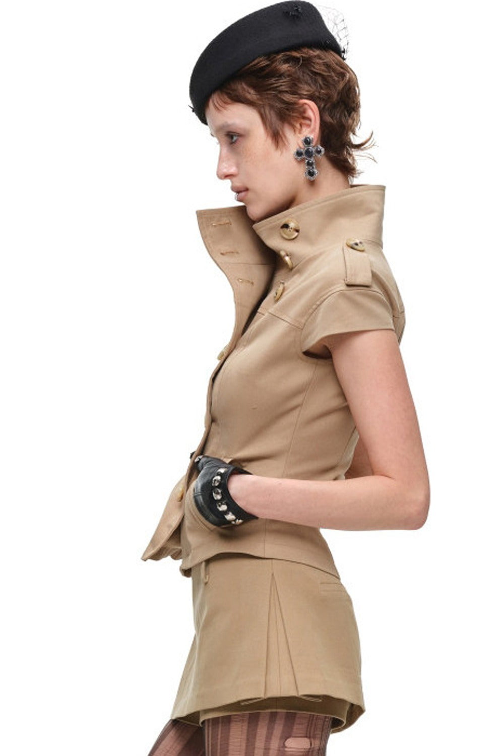 Stand Collar Double-Breasted Jacket