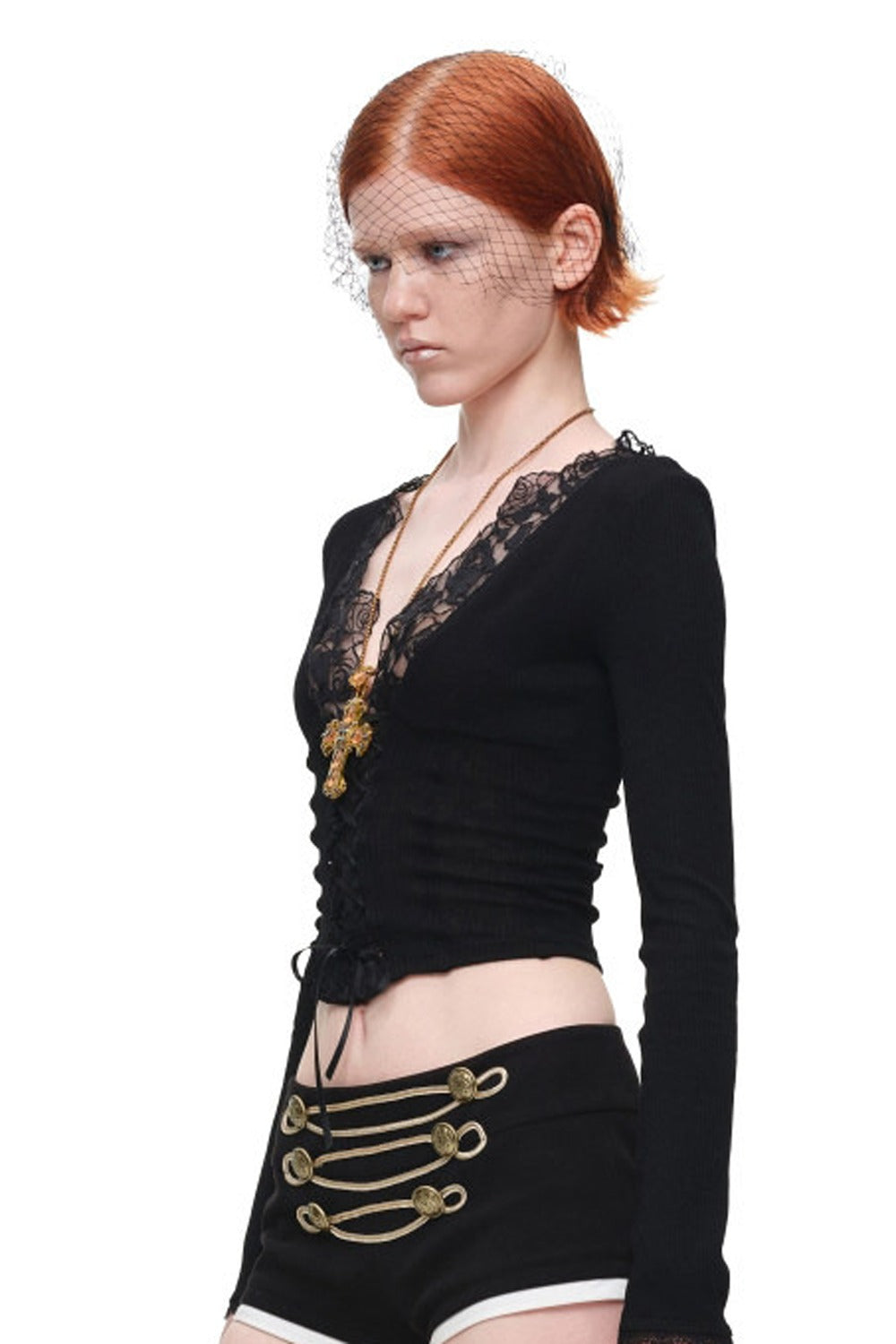 Lace Spliced Long Sleeve Layering Top