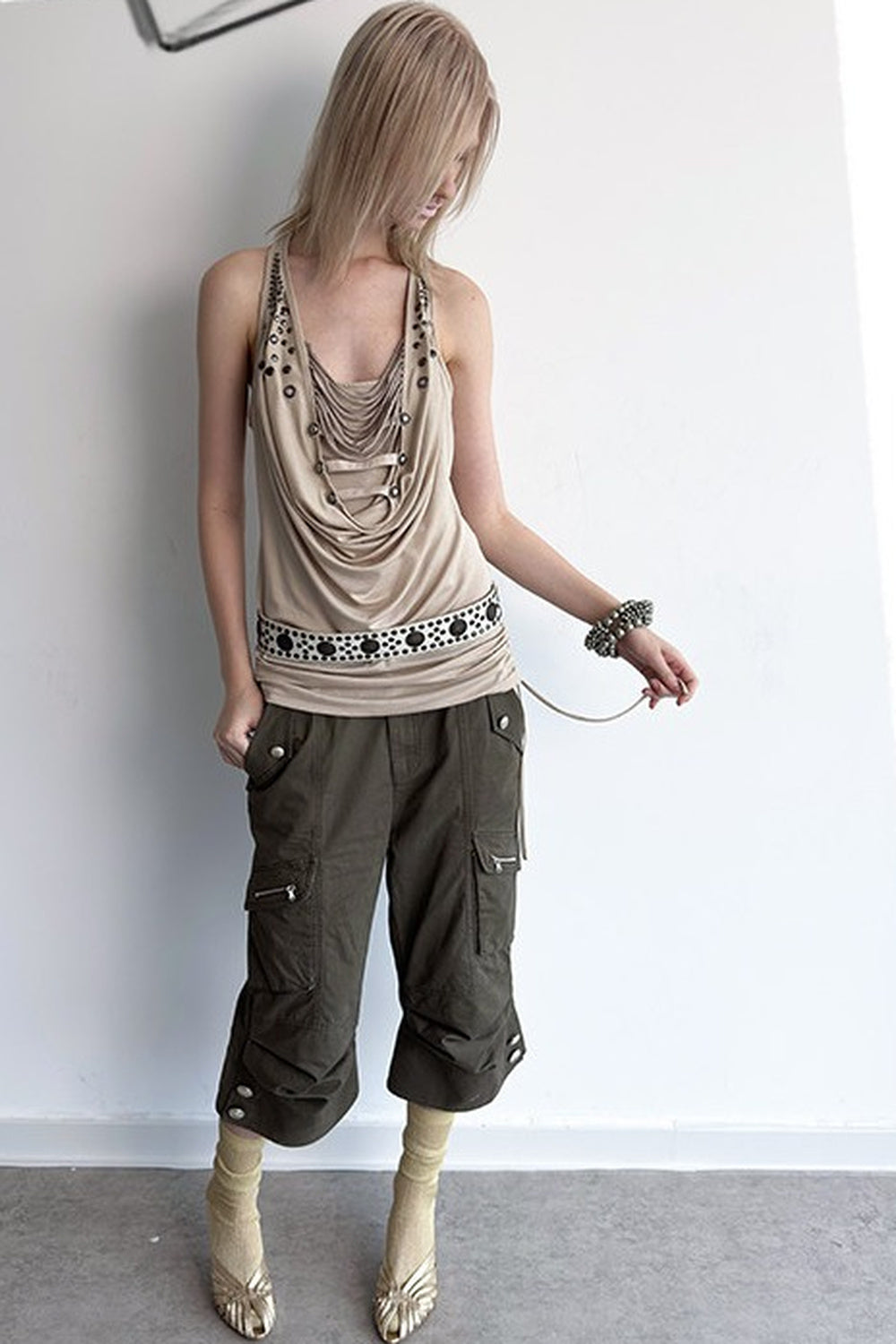 Retro Distressed Flared Pants