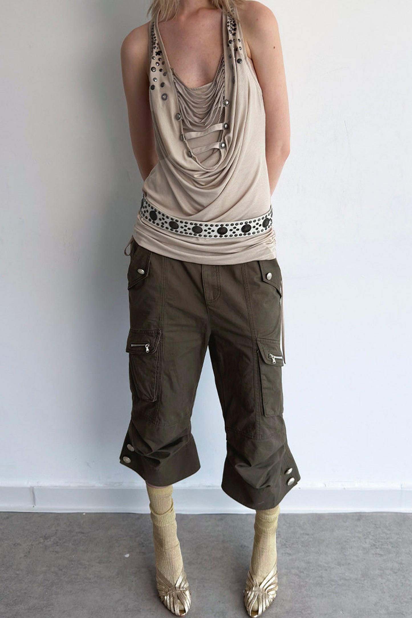 Retro Distressed Flared Pants