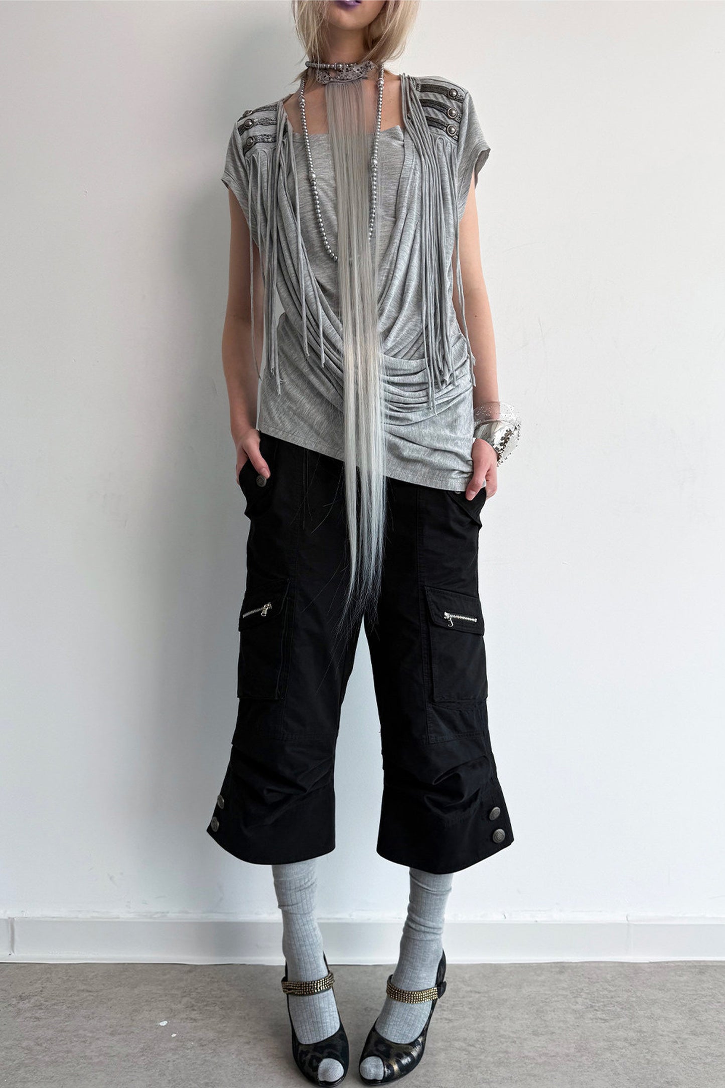 Retro Distressed Flared Pants