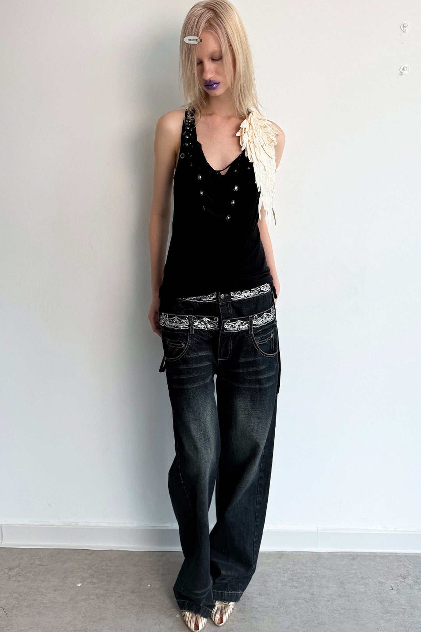 Pleated Rhinestone Halter Top