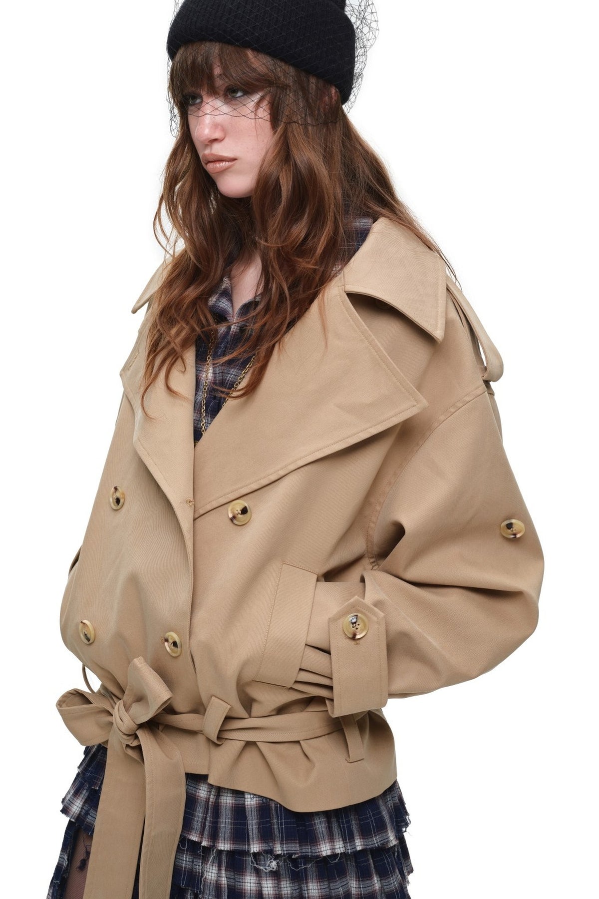 Double-Breasted Tie-Waist Trench Coat