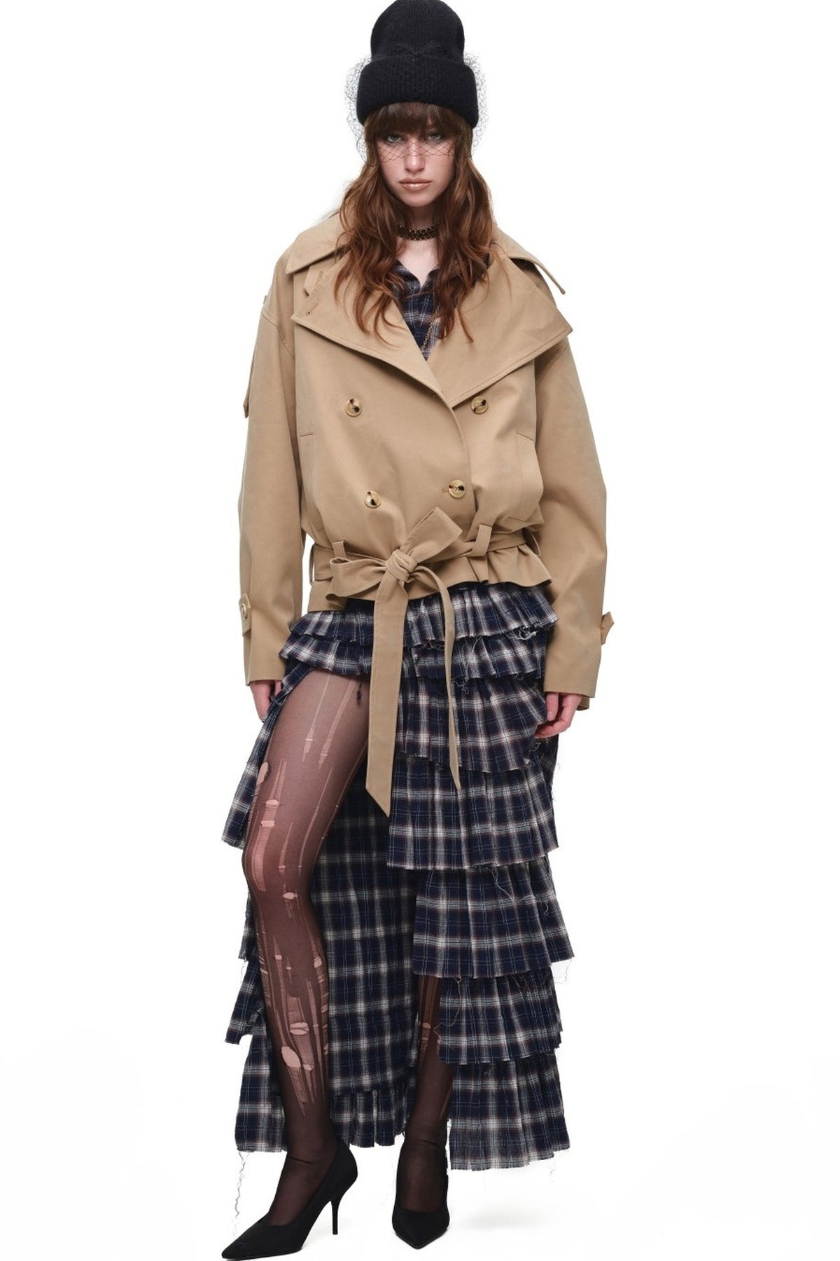 Double-Breasted Tie-Waist Trench Coat