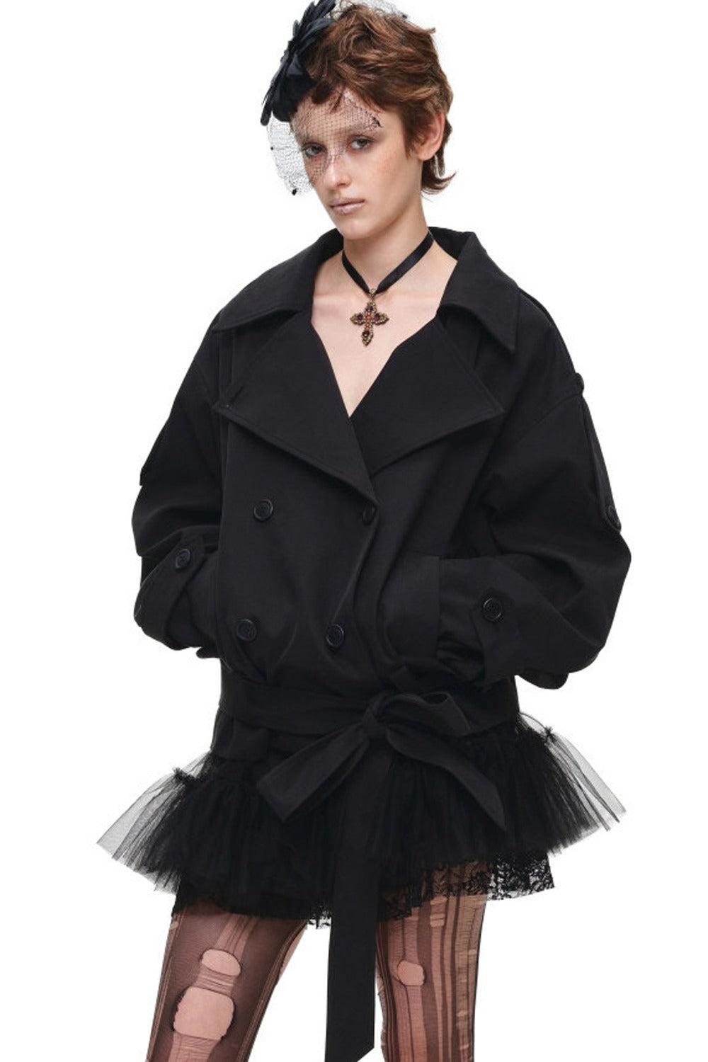 Double-Breasted Tie-Waist Trench Coat