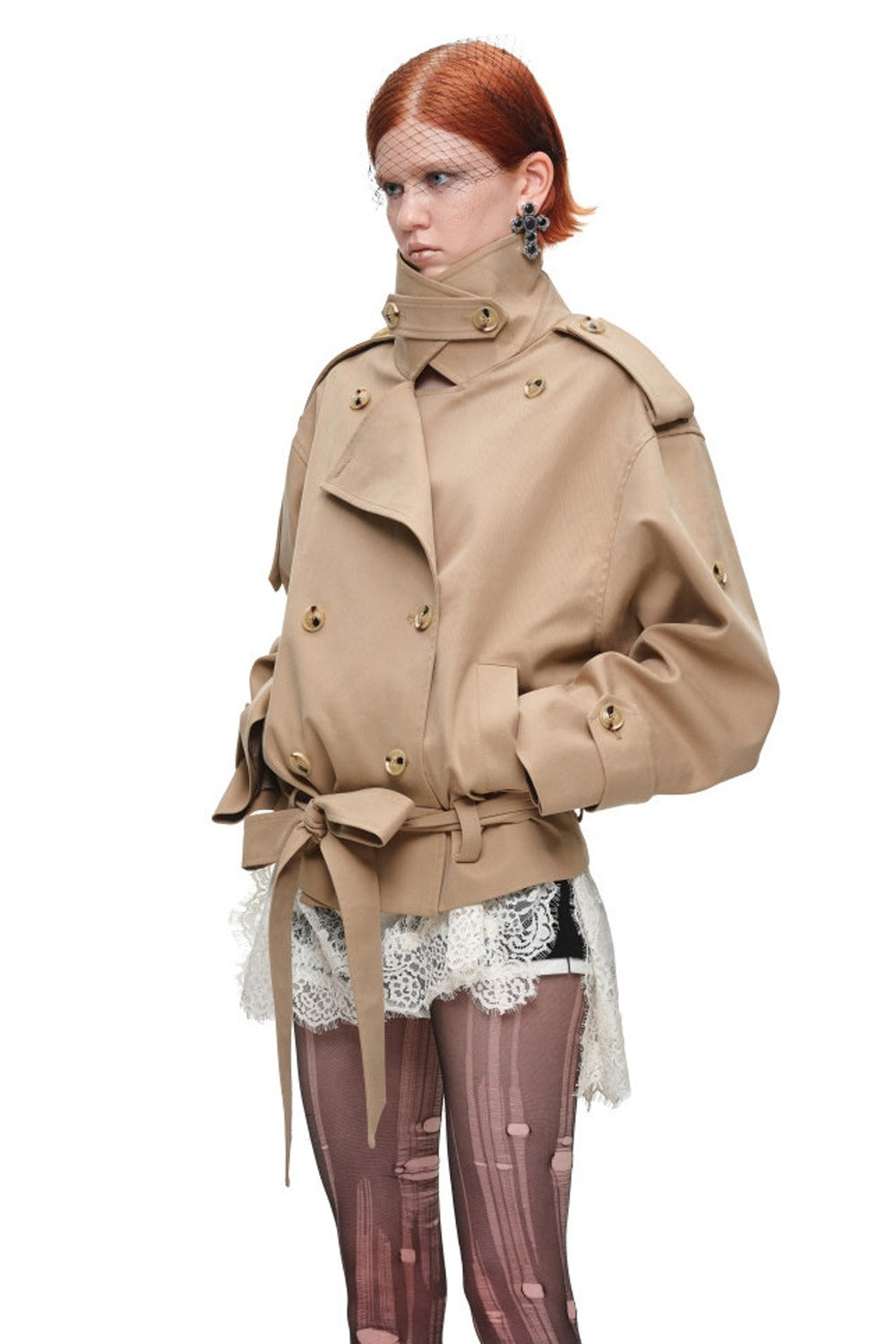 Double-Breasted Tie-Waist Trench Coat