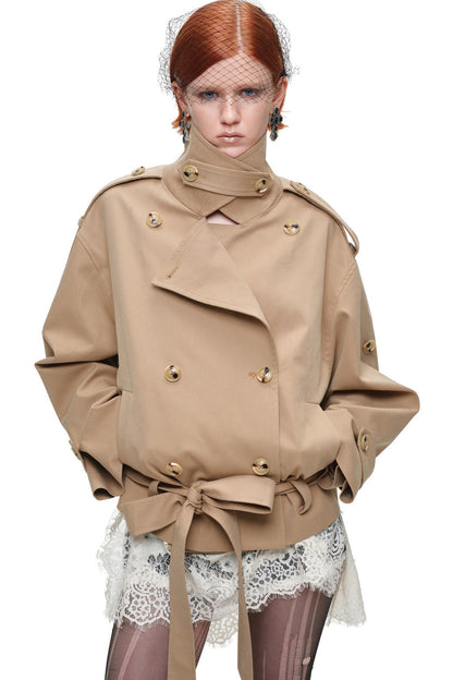 Double-Breasted Tie-Waist Trench Coat