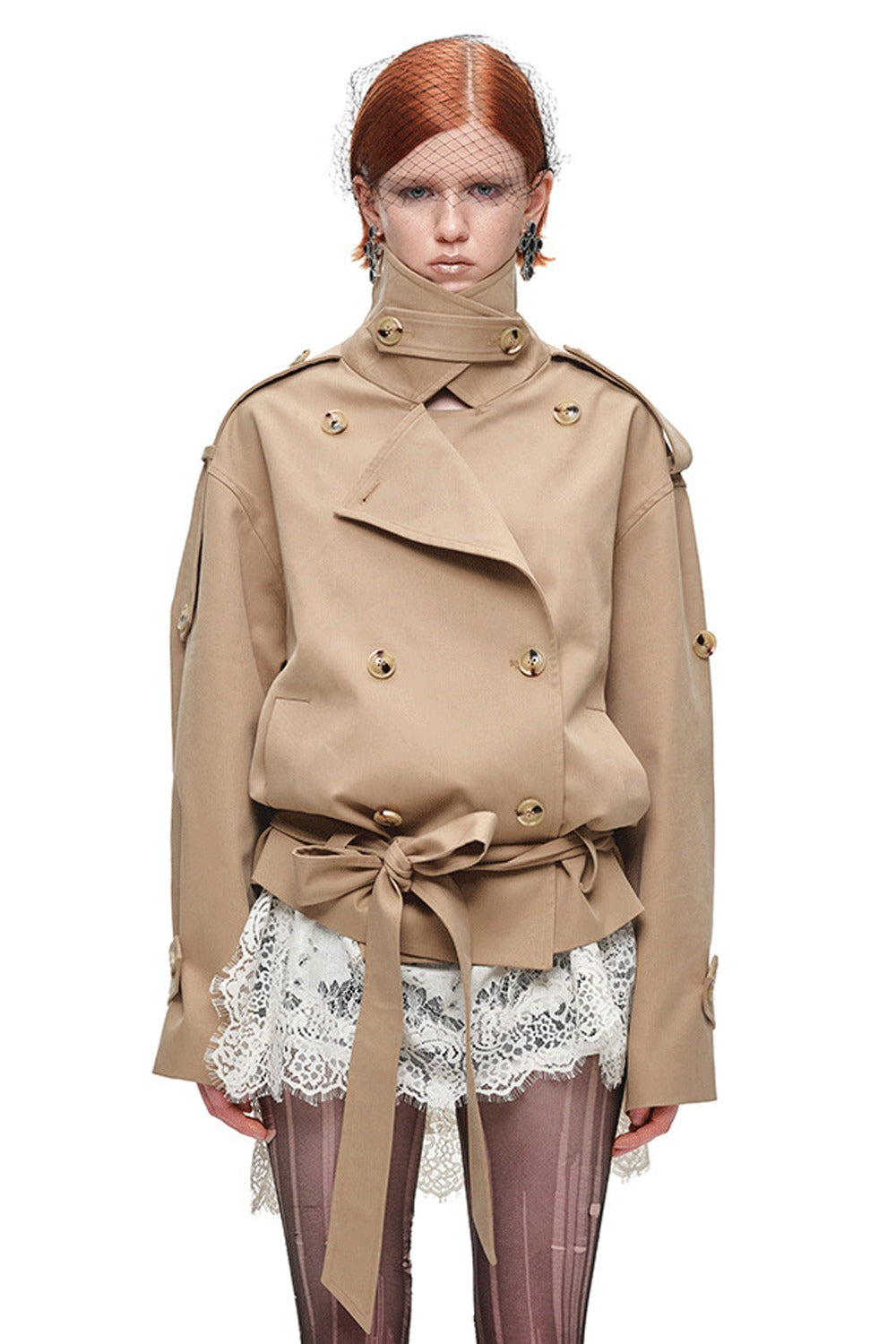 Double-Breasted Tie-Waist Trench Coat