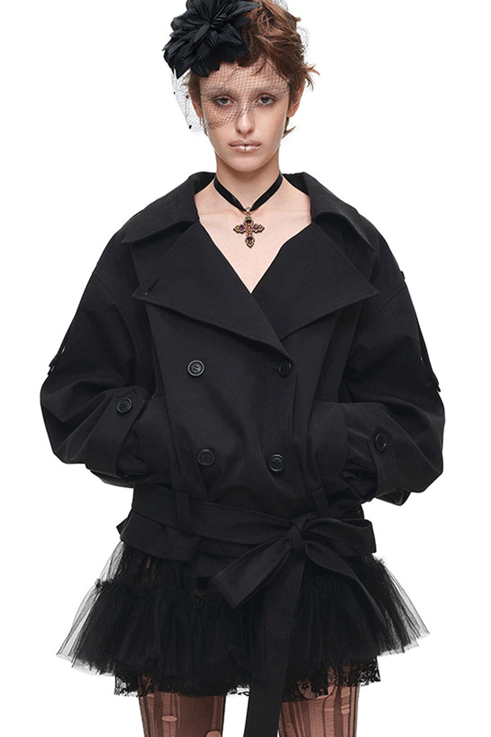 Double-Breasted Tie-Waist Trench Coat