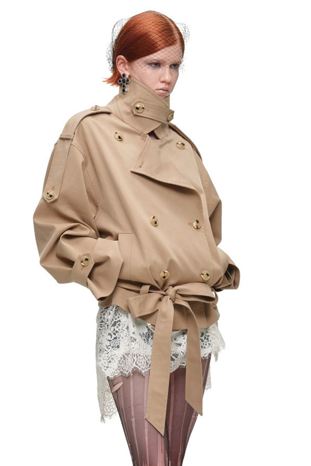 Double-Breasted Tie-Waist Trench Coat