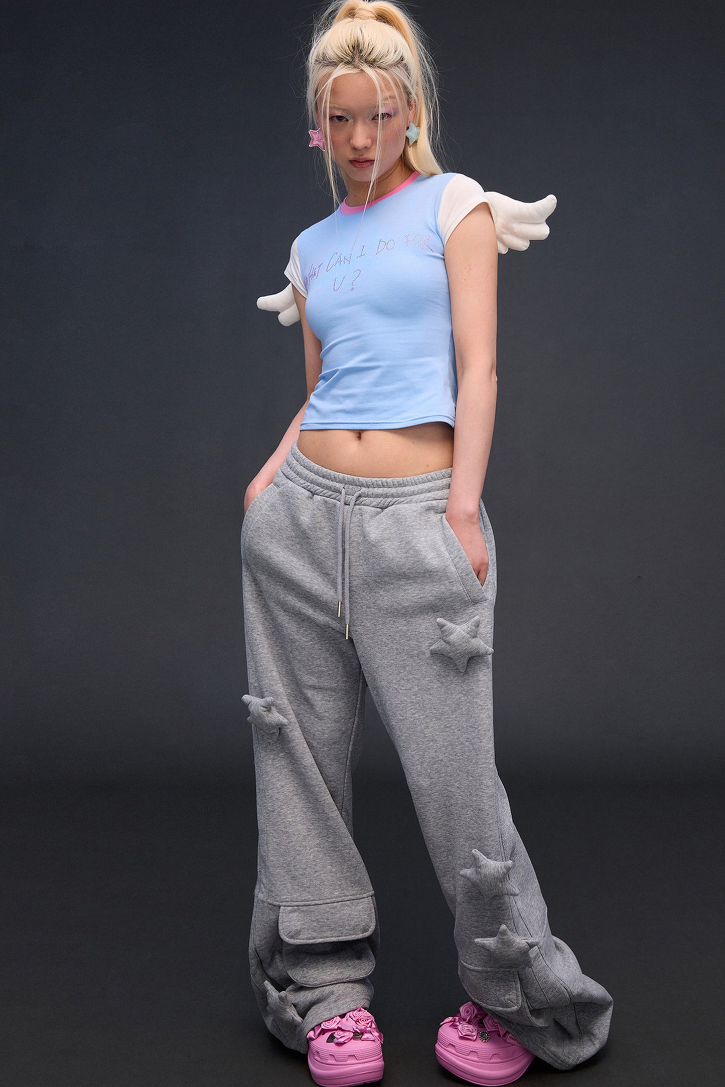 Hot-Stitched Angel Wings Blouse