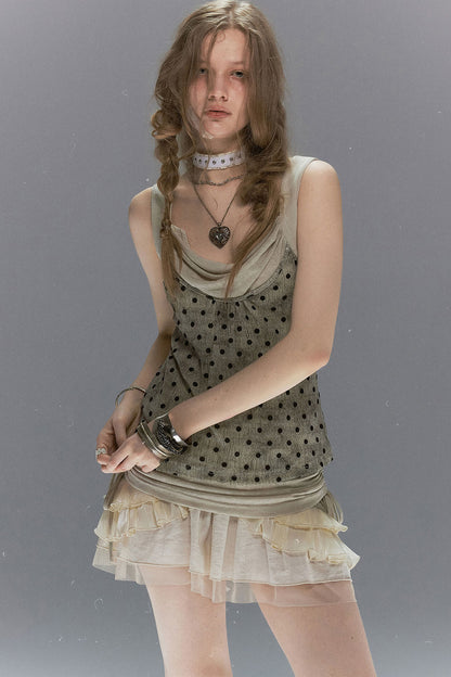 Velvet Polka Dot Layered Top