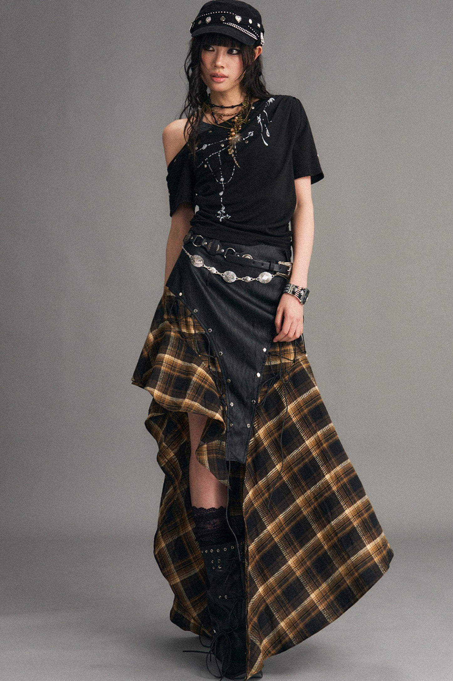 Punk Print Drop-Shoulder Top