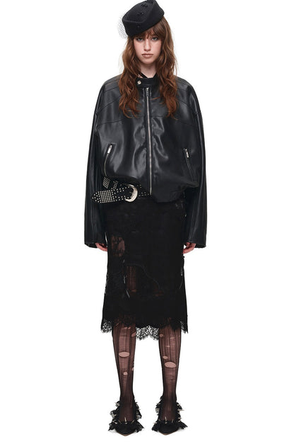 Loose PU Leather Biker Jacket